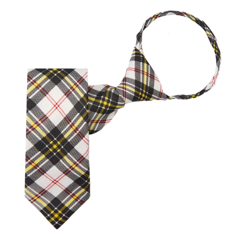 [Australia] - Jacob Alexander Boys' Royal Tartans Plaid 11-inch Zipper Neck Tie Black/White 