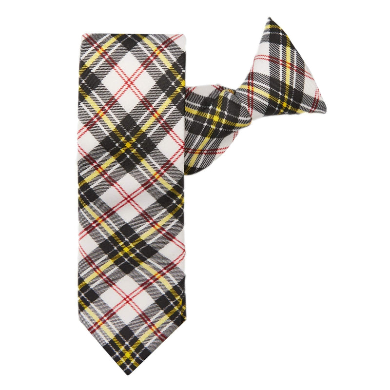 [Australia] - Jacob Alexander Boys' Royal Tartans Plaid 14-inch Clip-On Neck Tie Black/White 