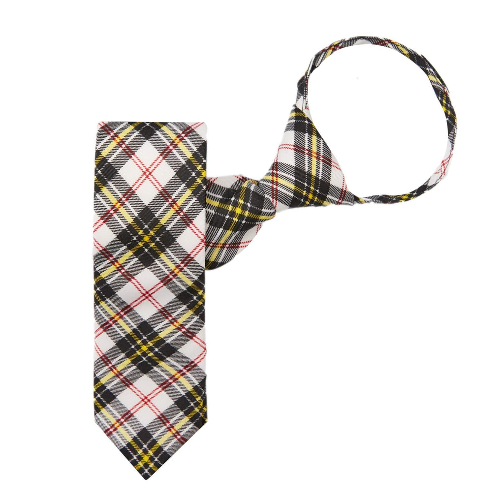 [Australia] - Jacob Alexander Boys' Royal Tartans Plaid 14-inch Zipper Neck Tie Black/White 