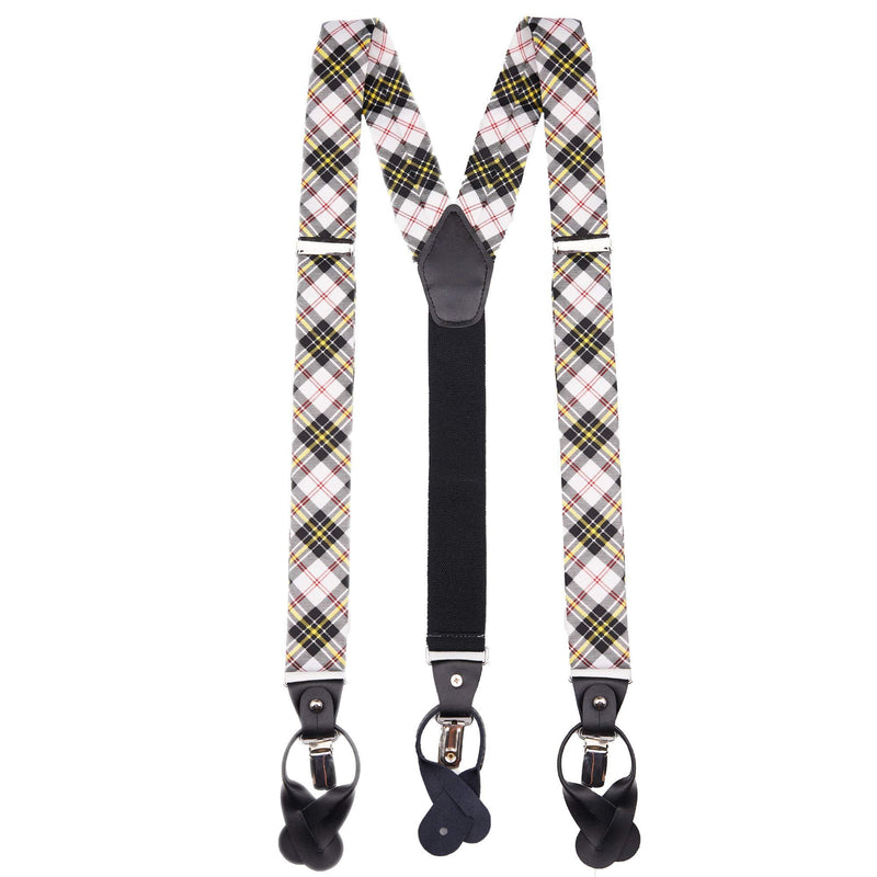 [Australia] - Jacob Alexander Men's Royal Tartans Plaid Y-Back Suspenders Black White 