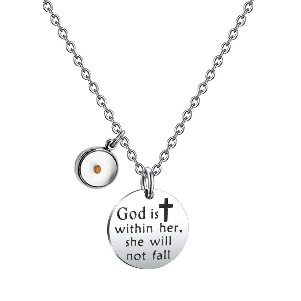 [Australia] - Mustard Seed Christian Gift God is Within Her She Will Not Fall Bracelet Necklace Psalm 46:5 Religious Jewelry 