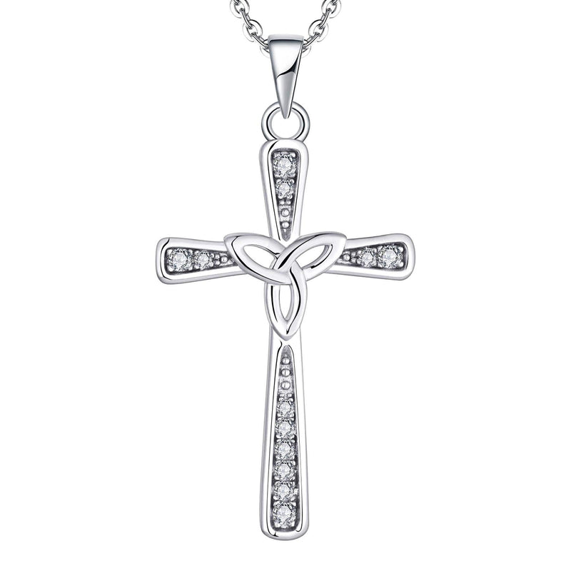 [Australia] - Starchenie Celtic Cross Necklace 925 Sterling Silver Women Celtic Knot Crucifix Pendant Religious Jewelry Christian Baptism Gift 