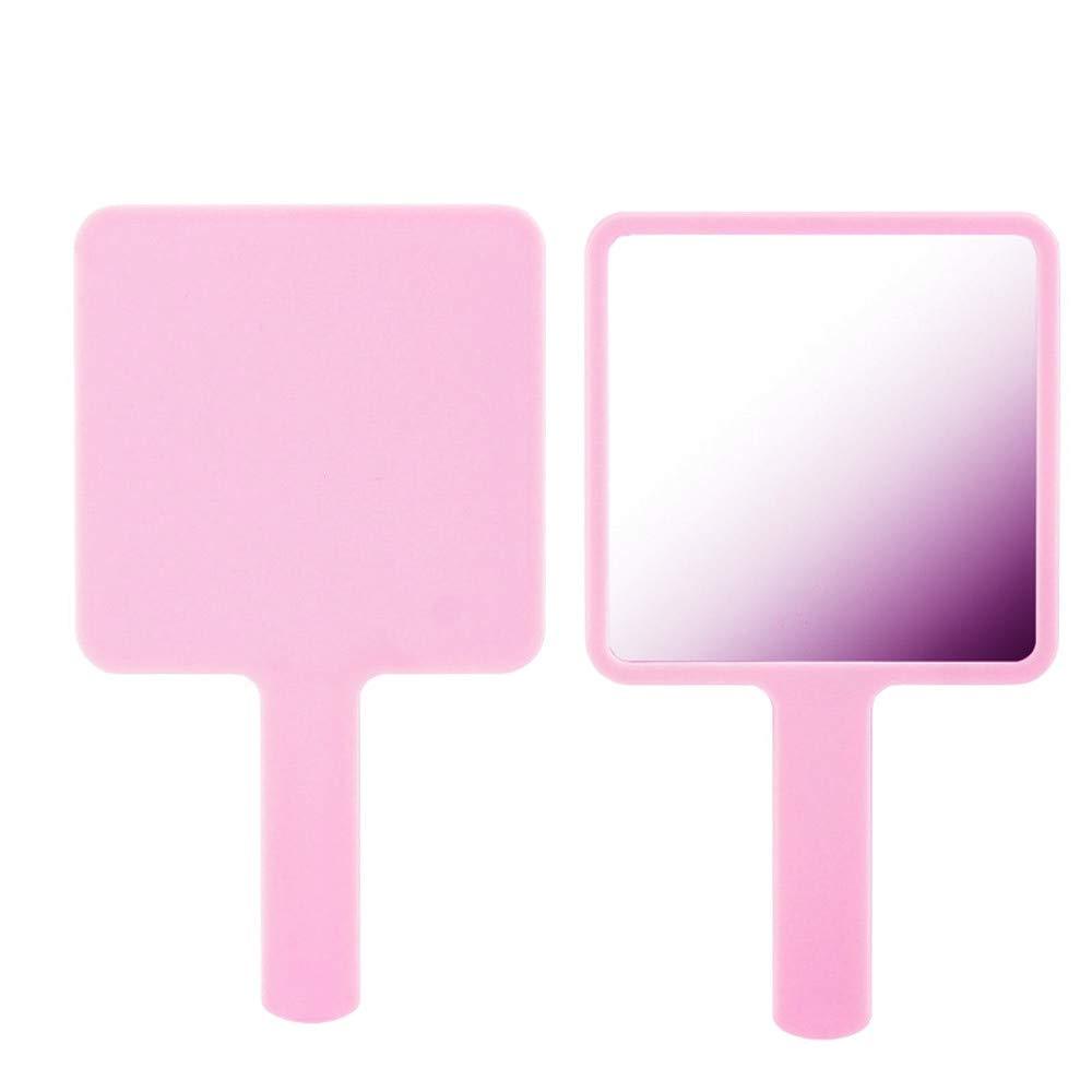 [Australia] - TOPYHL Rectangle Handheld Mirror Hand Mirror Travel Handheld Mirror Cosmetic Mirror with Handle (Pink) Pink 