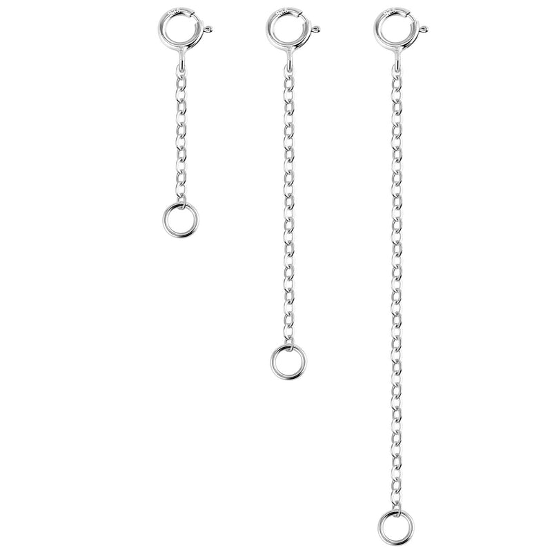 [Australia] - 3 Pcs Sterling Silver Necklace Extenders | Durable Strong Removable Extension for Necklace Bracelet Anklet Jewelry Extension for Women Circle(1 2 3inch) 
