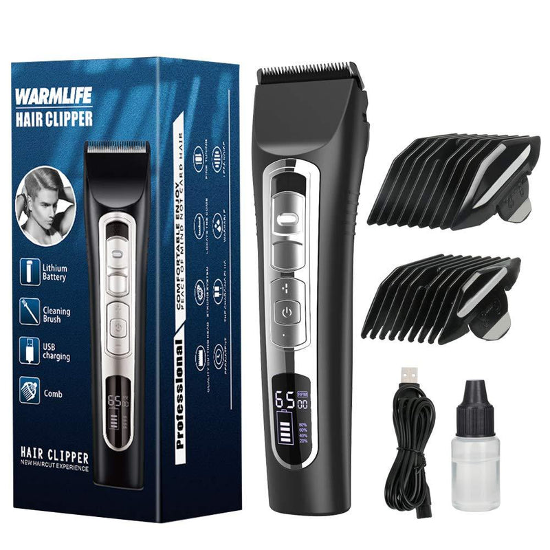 [Australia] - Warmlife Hair Clippers for Men Professional, Electric Mens Hair Clippers for Hair Cutting Kit, Premium Hair Trimmer with LED Display, 3 Speed, 4 Comb Accessories 