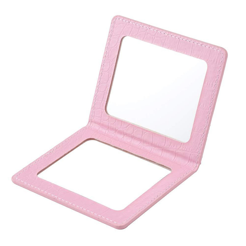 [Australia] - XhuangTech PU Leather Bling Rhinestone Makeup Mirror Mini Handheld Ultra Cosmetic Mirrors Folding Portable Tabletop Vanity Mirror Compact & Travel Mirrors for Pocket Purse (Pink) Pink 