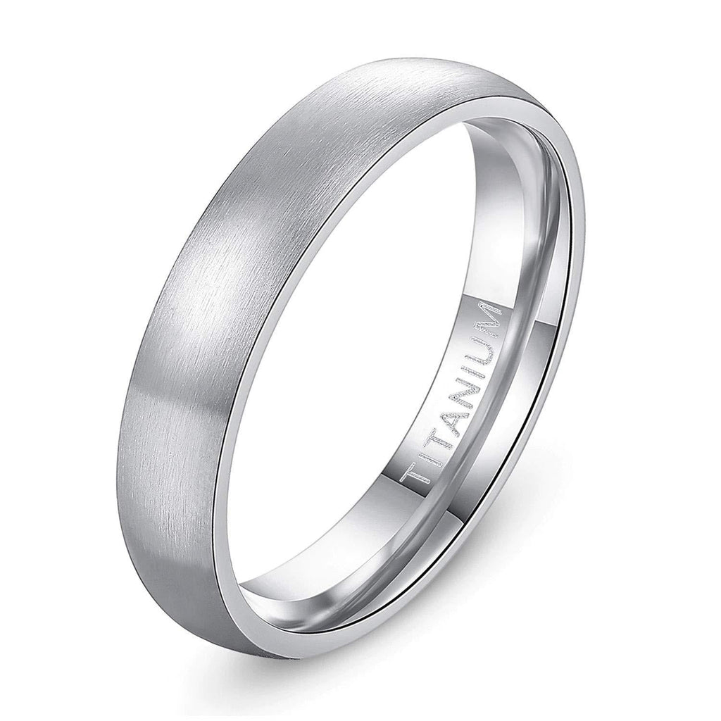 [Australia] - TIGRADE 4mm 6mm 8mm Titanium Ring Brushed Dome Wedding Band Comfort Fit Size 4-14.5 silver 4mm 