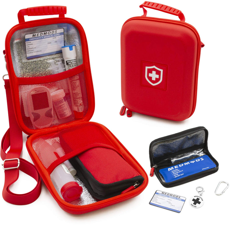 [Australia] - MEDMODS Insulin Cooler Travel Case and Insulated Diabetes Bag with Ice Pack, ID Card, Medical Alert Tag & Shoulder Strap - Protective Insulin Pen Case for Diabetic Medication & Essentials, Case Only 