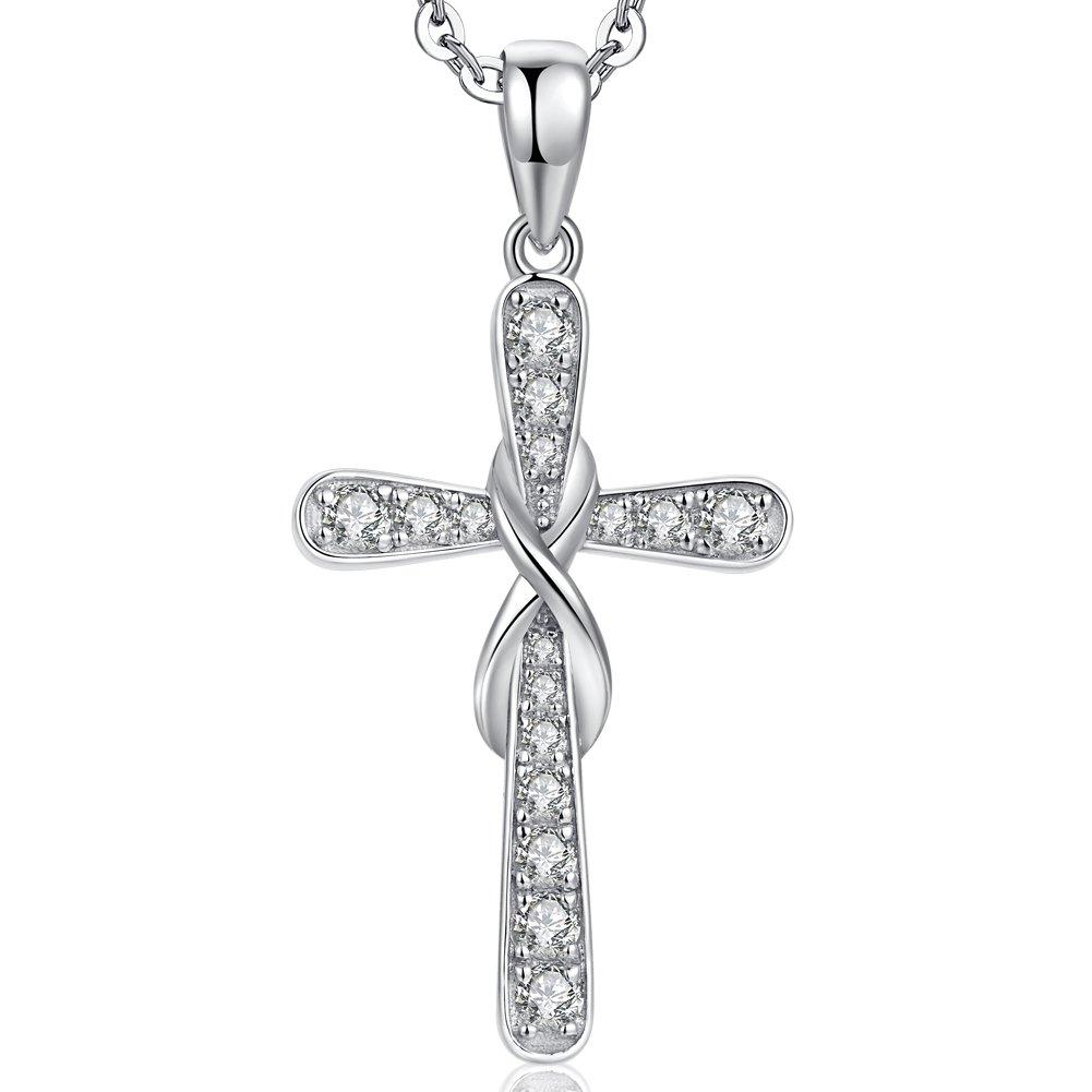 [Australia] - ZowBinBin Cross Necklace Simple Fashion 925 Sterling Silver Cross Necklace “8” Cross Necklace 