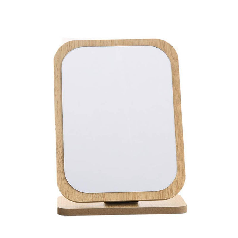 [Australia] - TOPYHL Compact Table Mirror Standing Wood Framed Mirror Desktop Mirror 90 Degree Rotating Mirror for Makeup Cosmetic (Rectangle) Rectangle 