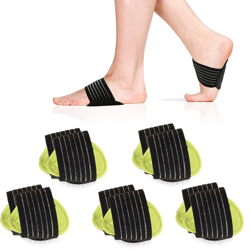 [Australia] - 5 Pair Arch Support Brace Compression Cushioned Support Sleeves, Plantar Fasciitis Foot Pain Relief for Fallen Arches, Flat Feet, Heel Fatigue, Achy Feet Problems, for Men & Women - Universal Size 
