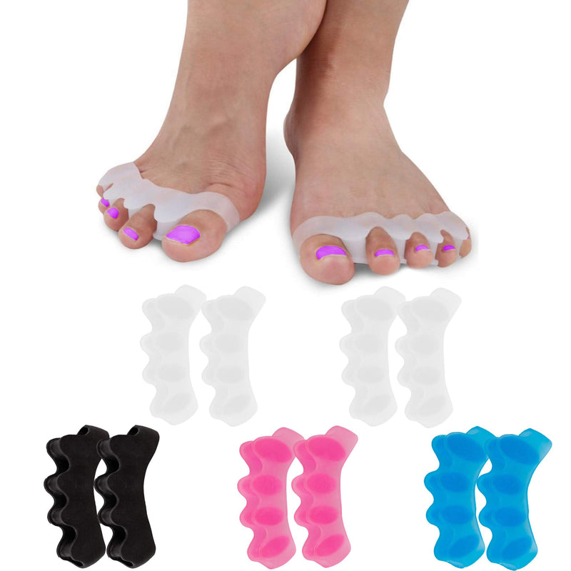 [Australia] - (5 Pair) Toe Separators, Spacers, Straightener, Stretcher, Spreader, Yoga for Overlapping Toes and Restore Crooked Toes to Their Original Shape, Correct Bunions, Feet for Men Women - Universal Size 