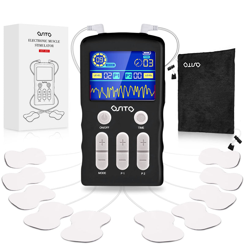[Australia] - TENS Unit Machine (F.D.A.- Cleared) Dual Channel EMS Muscle Stimulator with 25 Modes 50 Intensities for Full Body Massage Therapy, Rechargeable Muscle Massager with 10 Electrodes Pads 