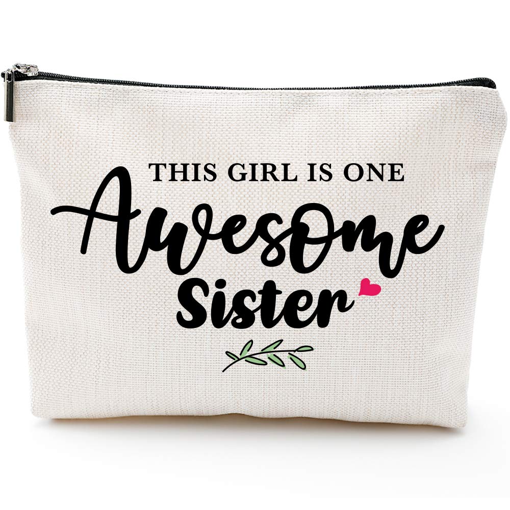 [Australia] - Sister Gifts for Women,Birthday Gifts for Sister-This Lady Is One Awesome Sister-Waterproof Makeup Bag 