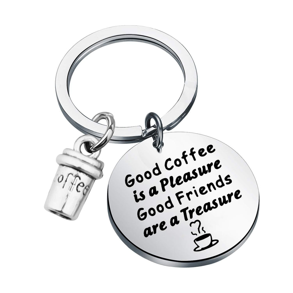 [Australia] - FUSTMW Coffee Lover Keychain Coffee Friends Gifts Barista Gifts Coffee Themed Friendship Jewelry BFF Birthday Gifts silver 