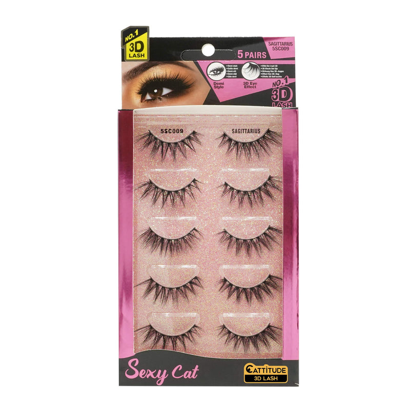 [Australia] - CATTITUDE 3D LASHES Sagittarius Sexy Cat, Lightweight & Reusable, Cruelty-Free - 5 Pairs… Sexy Cat - Sagittarius 