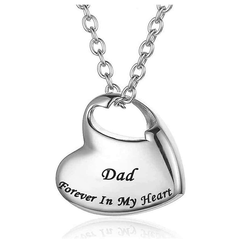 [Australia] - LuxglitterLin Heart Cremation Urn Necklace for Ashes Urn Locket Keepsake Memorial Pendant Jewelry Carved Forever in My Heart Dad 