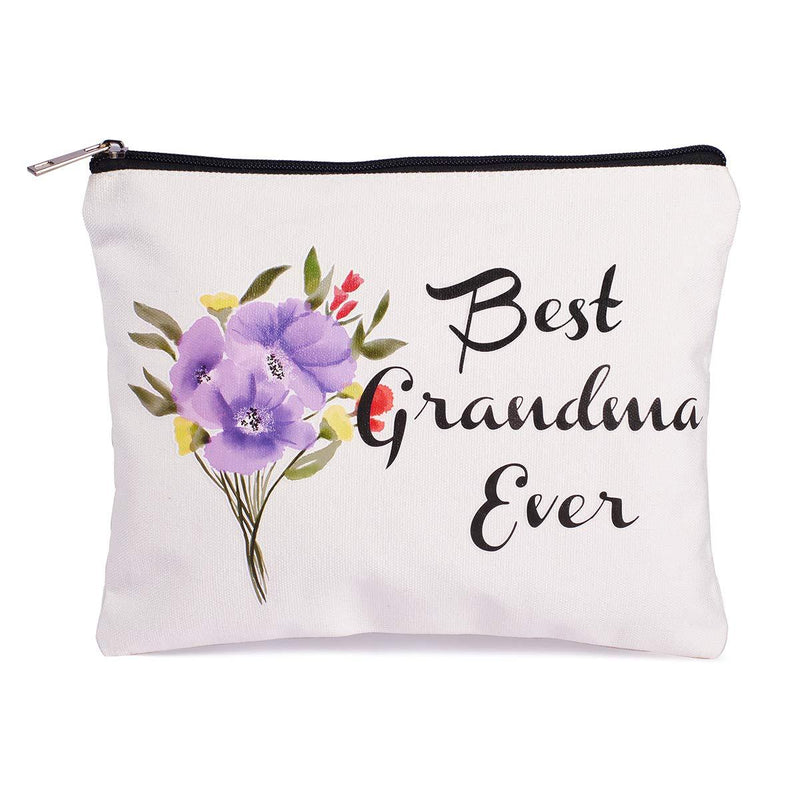 [Australia] - Grandma Gifts Best Grandma Ever Makeup Bag Grandmother Birthday Gifts Nana Gift for Mom from Granddaughter Mother's Day Gifts Cosmetic Bag Travel Makeup Pouch 