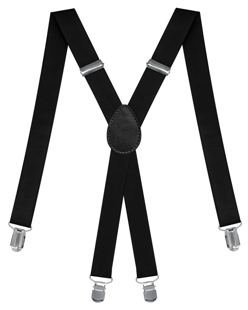 [Australia] - Dibi Mens Suspenders, Adjustable Elastic 1 Inch Wide Band with Heavy Duty Metal Clips, X Back Style Black 