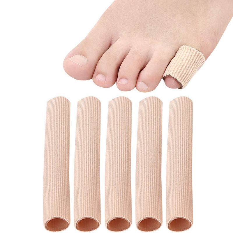 [Australia] - 5 Pieces Toe Cushion Fabric Toe Tubes Finger Sleeves Protector with Fabric and Gel Cushion for Corns, Blisters, Calluses, Hammer Toes and Fingers Protectors (S Size) S Size 