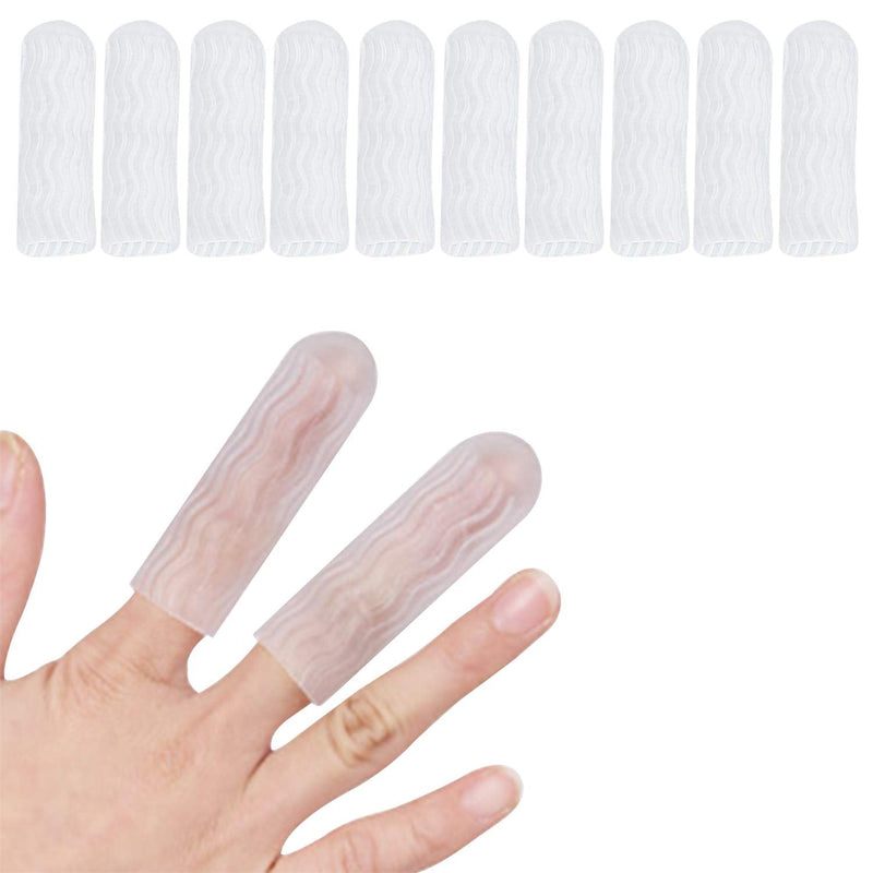 [Australia] - 10 Pcs Silicone Finger Protectors, Gel Finger Support, Finger Sleeves Finger Caps for Finger Arthritis, Trigger Finger, Corn Blister, Friction and Rubbing. (Transparent) Transparent 