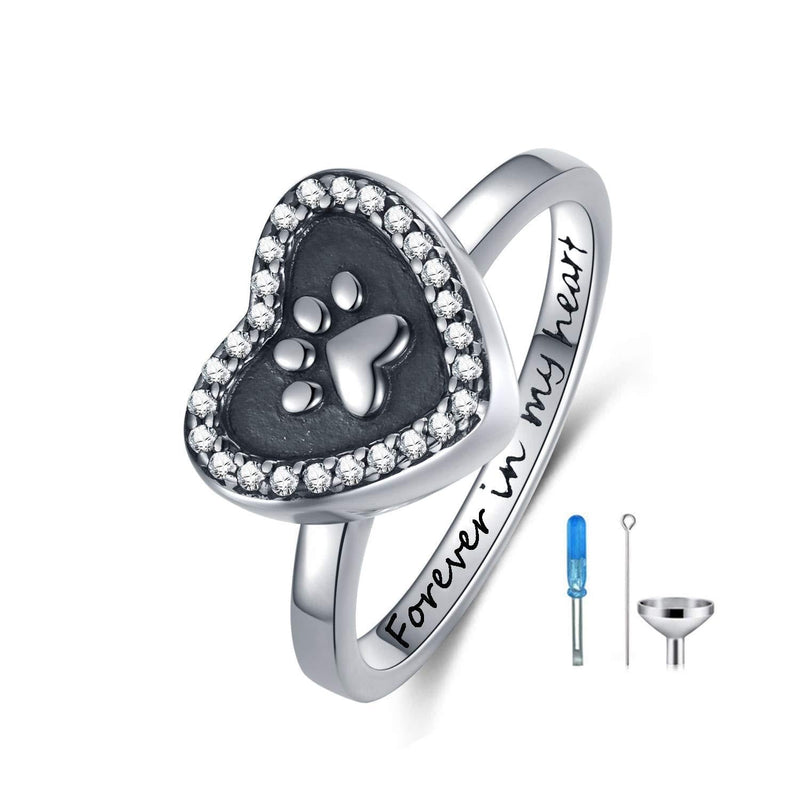 [Australia] - LONAGO Heart Urn Ring for Ashes Dog Cat Paw Ring Keepsake Cremation Jewelry for Women Girl silver 7 