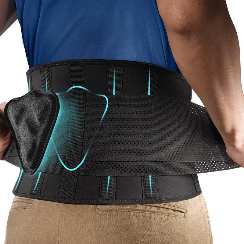 [Australia] - FEATOL Back Brace for Lower Back Pain Relief, Back Support Belt for Heavy Work Lifting, Back Pain, Sciatica, Scoliosis, Herniated Disc Lumber Support Back Brace with Removable Ergonomically Designed 3D Silicone Lumbar Pad for Men & Women Plus Size (Wai... 