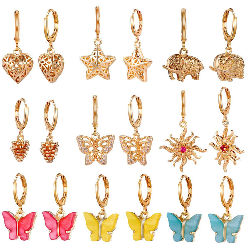 [Australia] - 9/10/12 Pairs Gold Small Hoop Earrings Pack with Charm-Silver Mini Hoop Dangle Earrings with Charm- Huggie Hoop Earrings Set for Teen Girls And Women #1 