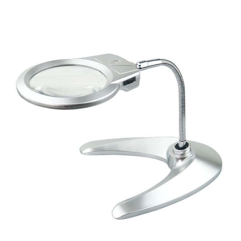 [Australia] - Magnifying Glass with Light and Stand, Lighted Desktop Magnifier, Illuminated 2.25X 5X Magnifying Glass with 2 Ultra Bright LEDs, Hands Free Magnifying Glass for Reading, Repair, Sewing, Jewelry 
