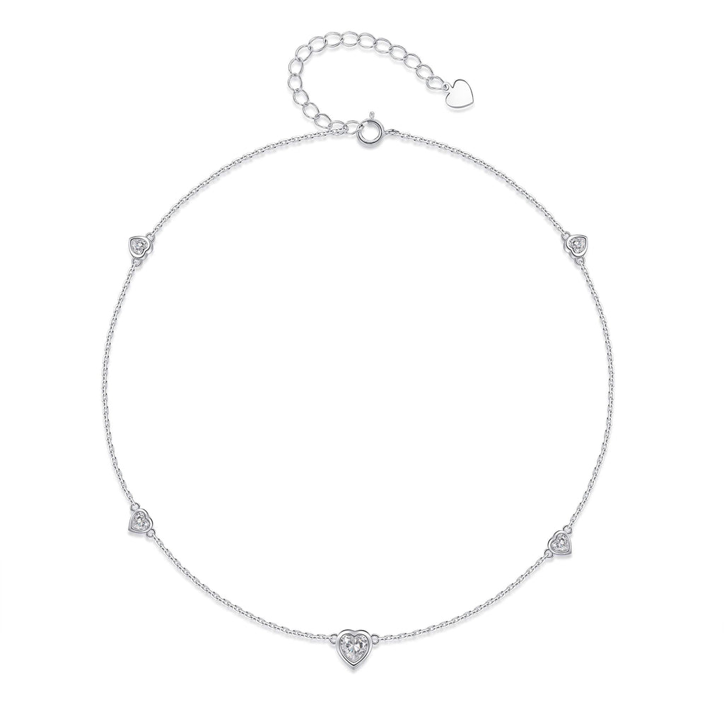 [Australia] - Step Forward Sterling Silver Birthstone Choker Necklace and Bracelet and Anklet Gift Jewelry for Women or Teen Girls or Daughter April 