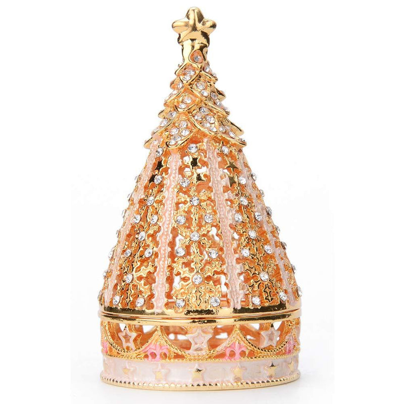 [Australia] - Furuida Christmas Tree Trinket Boxes Hinged Hand-Painted Jewelry Box Classic Ornaments Craft Gift for Home Decor (Gold) Gold 