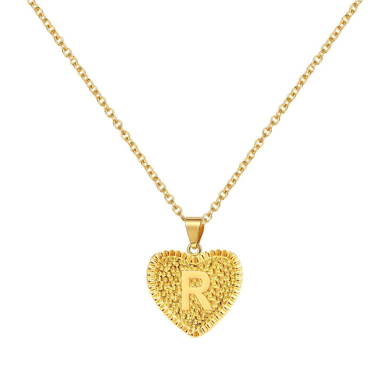 [Australia] - choice of all Gold Initial Necklace for Women Heart Capital Letter Yellow Gold Plated A-Z Pendant Necklaces for Teen Girls R 