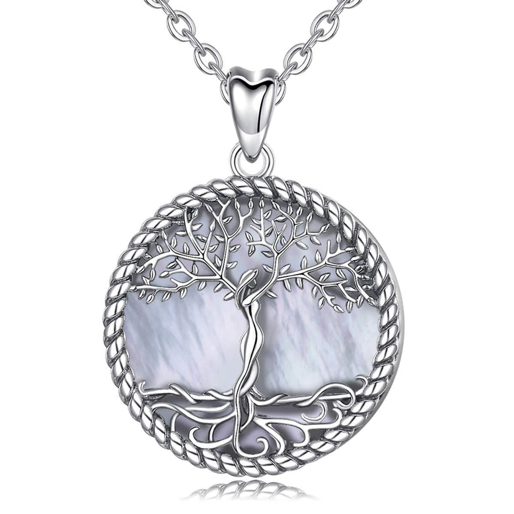 [Australia] - AEONSLOVE Sterling Silver Tree of Life Necklace Abalone Shell Mother of Pearl Family Tree Pendant Necklaces Jewelry Gifts for Women Girls, 18'' Chain 