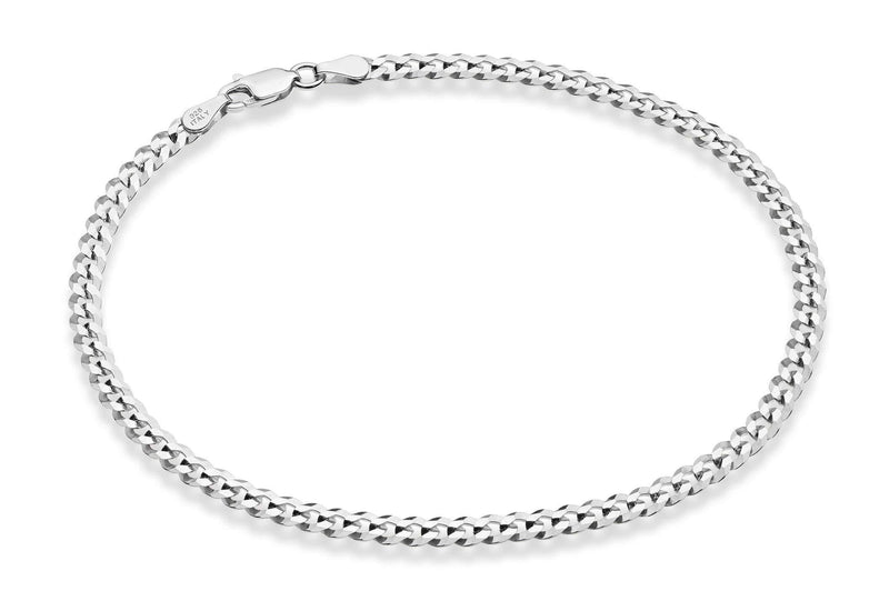 [Australia] - Miabella Solid 925 Sterling Silver Italian 3.5mm Diamond Cut Cuban Link Curb Chain Anklet Ankle Bracelet for Women, 9, 10 Inch Made in Italy 10.0 Inches 