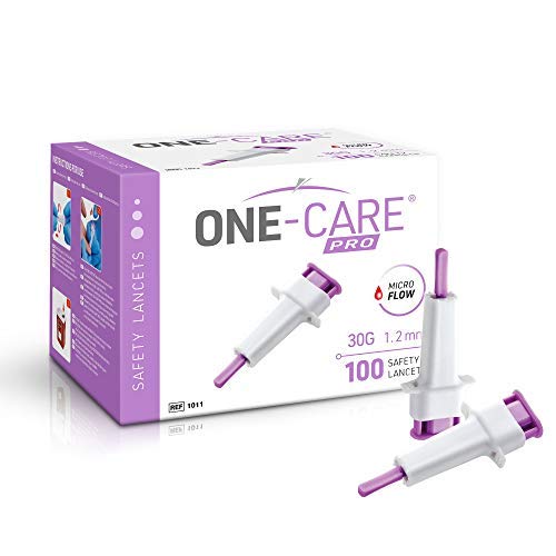 [Australia] - MediVena ONE-CARE PRO Safety Lancets, Top Push Button Activated, 30G x 1.2mm, 100/bx, Sterile, Gentle & Comfortable Sampling 