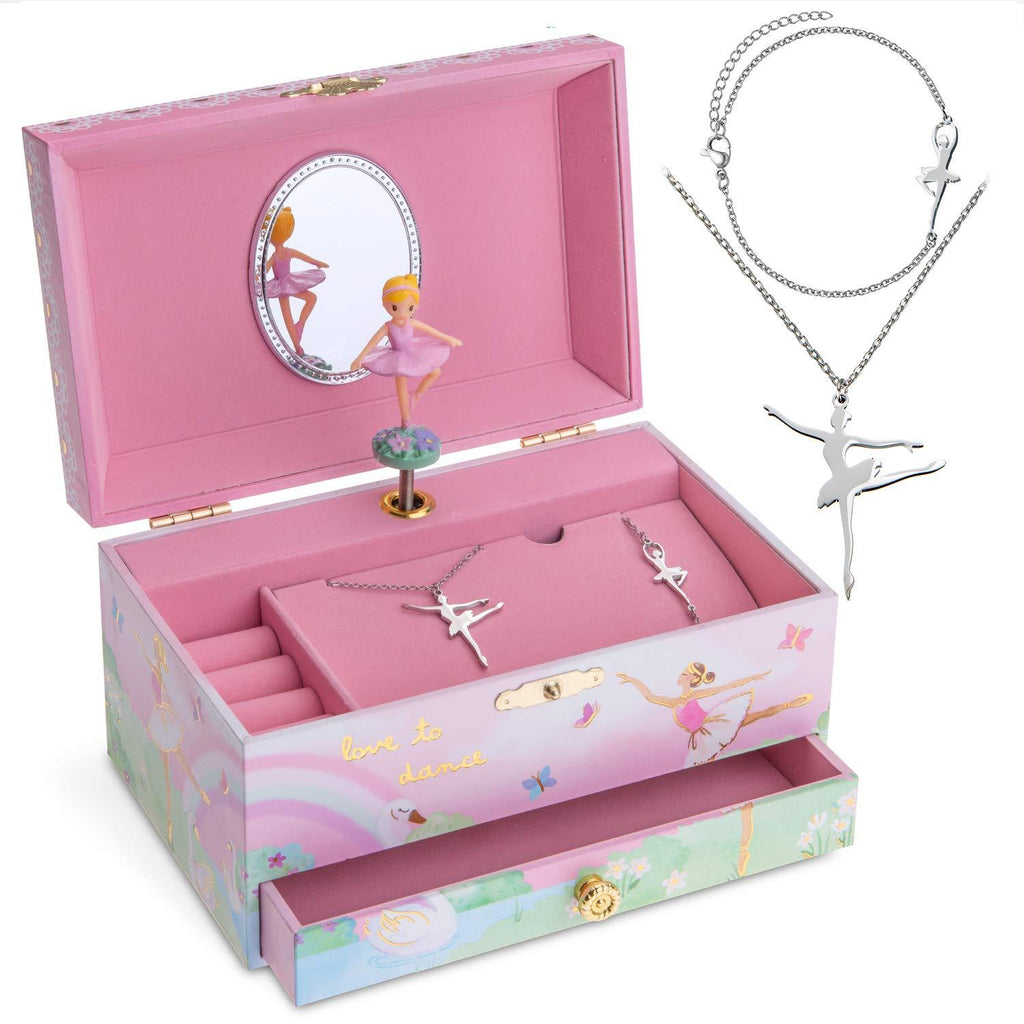 [Australia] - Jewelkeeper Ballerina Music Box & Little Girls Jewelry Set - 3 Ballerina Gifts for Girls 