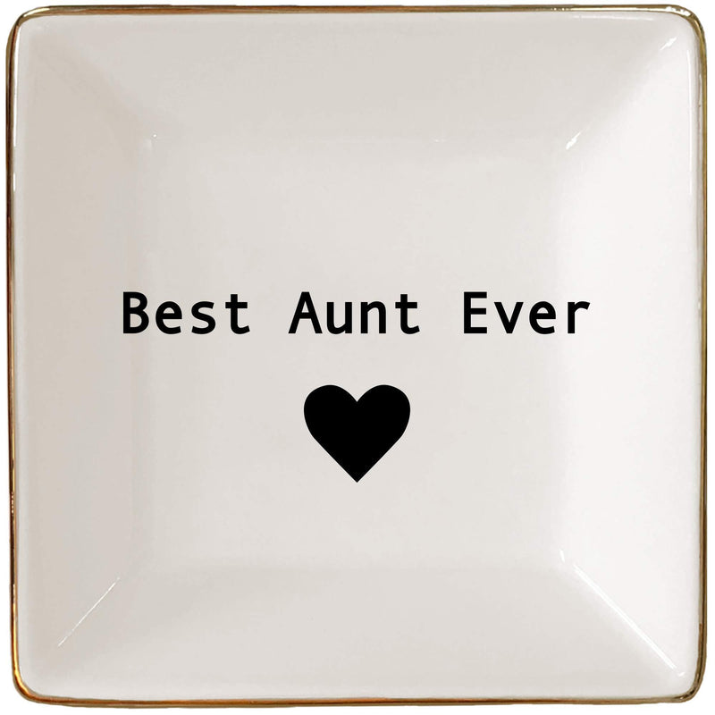 [Australia] - Best Aunt Ever Gifts– Ceramic Jewelry Dish or Ring Holder – BAE Trinket Tray - Elegant Birthday Gift for Auntie by Simply Charmed 