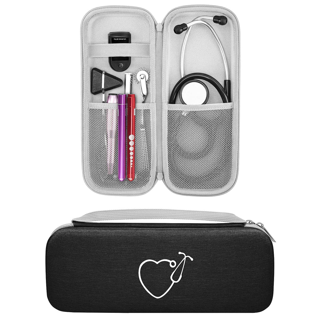 [Australia] - Travel Case for 3M Littmann Classic III/Lightweight II S.E./ Cardiology IV Stethoscope & MDF Acoustica Stethoscope, Carrying Storage Bag Cover Organizer (Black) Black 
