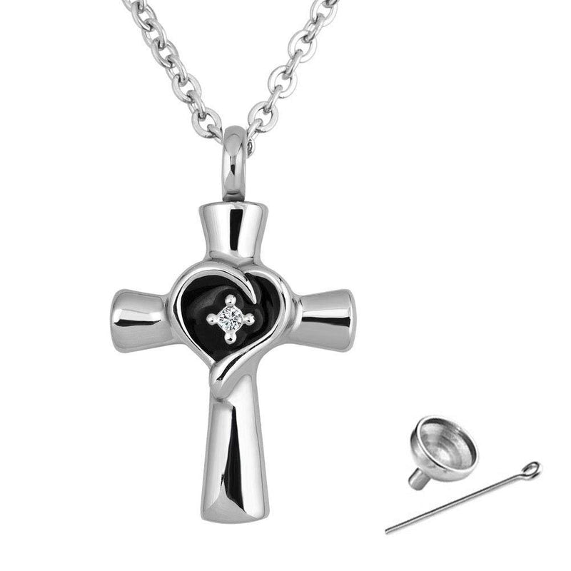 [Australia] - TGLS Cross Urn Necklaces for Ashes Stainless Steel Cremation Jewelry Memorial Keepsake Pendant with Fill Kit 