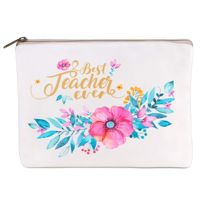 [Australia] - Hohomark Best Teacher Ever Bags Teacher Appreciation Gifts Bag for Women,7"x9" Makeup Bags Cosmetic Travel Case Toiletry Pouch Pencil Bag with Zipper for Teacher Gifts 