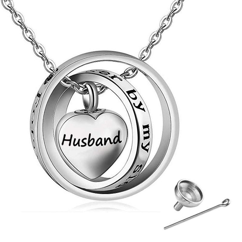 [Australia] - TGLS Dad Mom Aunt Uncle Grandma Cremation Urn Necklaces for Human Ashes for Family Members Memorial Jewelry Keepsake Pendant with Fill Kit - Nolonger by Myside Forever in My Heart Husband 