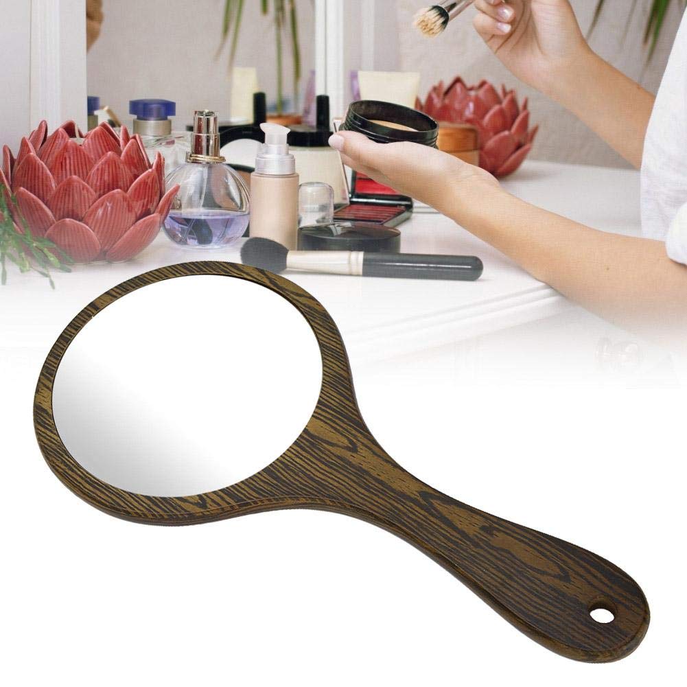 [Australia] - Vintage Hairdressing Mirror, Handheld Mirror with Wood Handle Compact Portable Round Wooden Mirror with Handle for Salon Barbers Hairdressers Women and Girls (Red) Red 