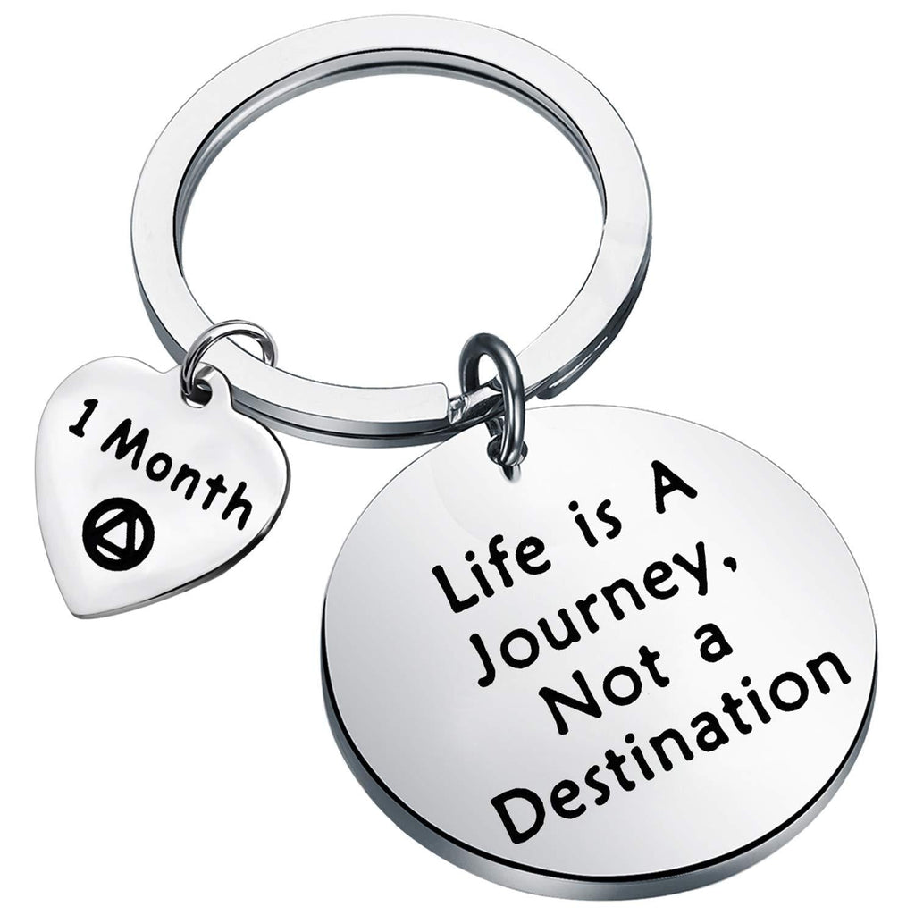 [Australia] - BEKECH Sober Gift Sobriety Anniversary Keychain Life is A Journey Not A Destination 1 Month 6 Months 1 Year 2 Years 3 Year AA Yearly Recovery Jewelry Gift for Women Men 