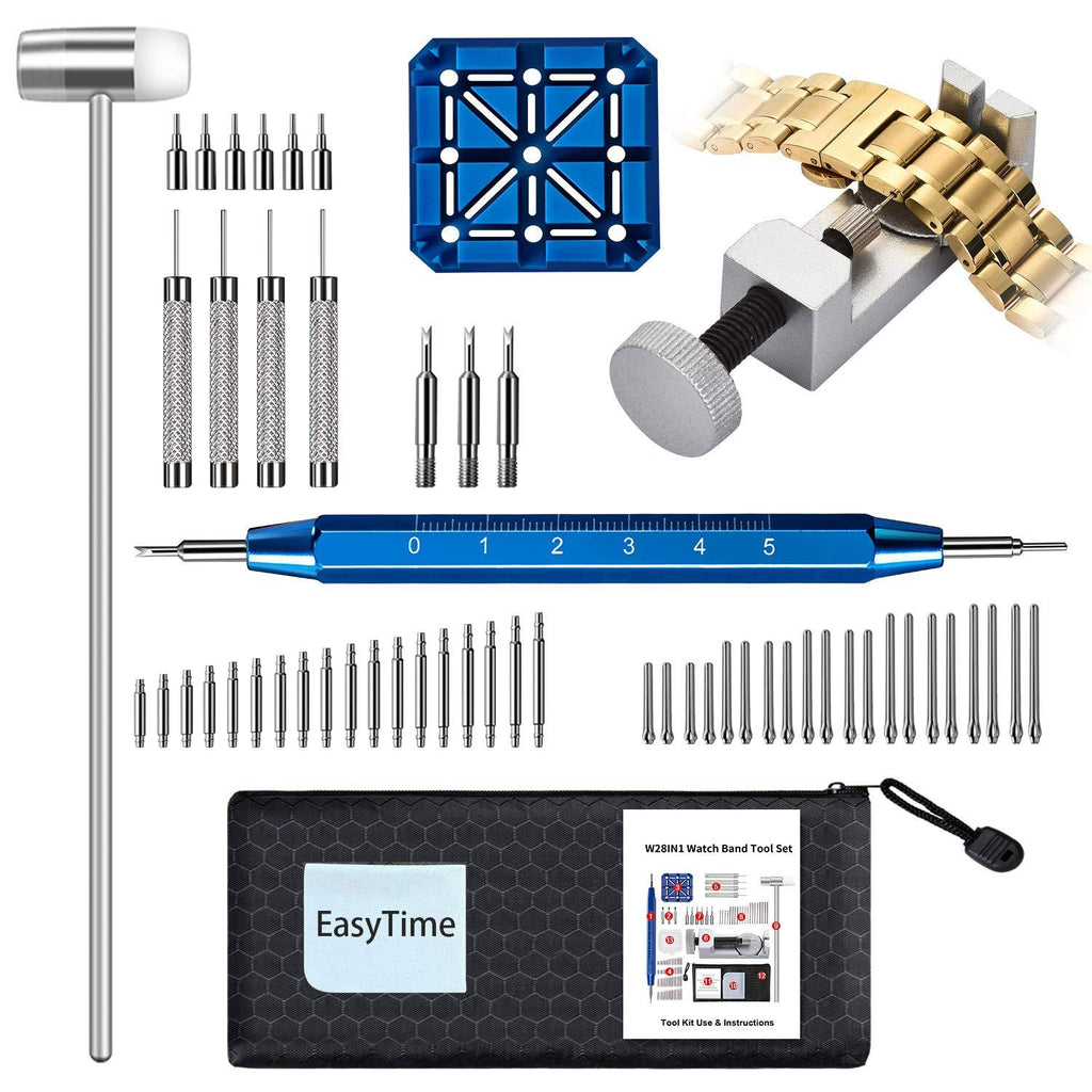 [Australia] - Watch Repair Kit - EasyTime Professional Watch Band Link Removal Tool, Watch Strap Remover Tool Kit, with Spring bar Tool Set, 108PCS Watch Pins for Watch Band Adjustment, Resizing and Replacement 