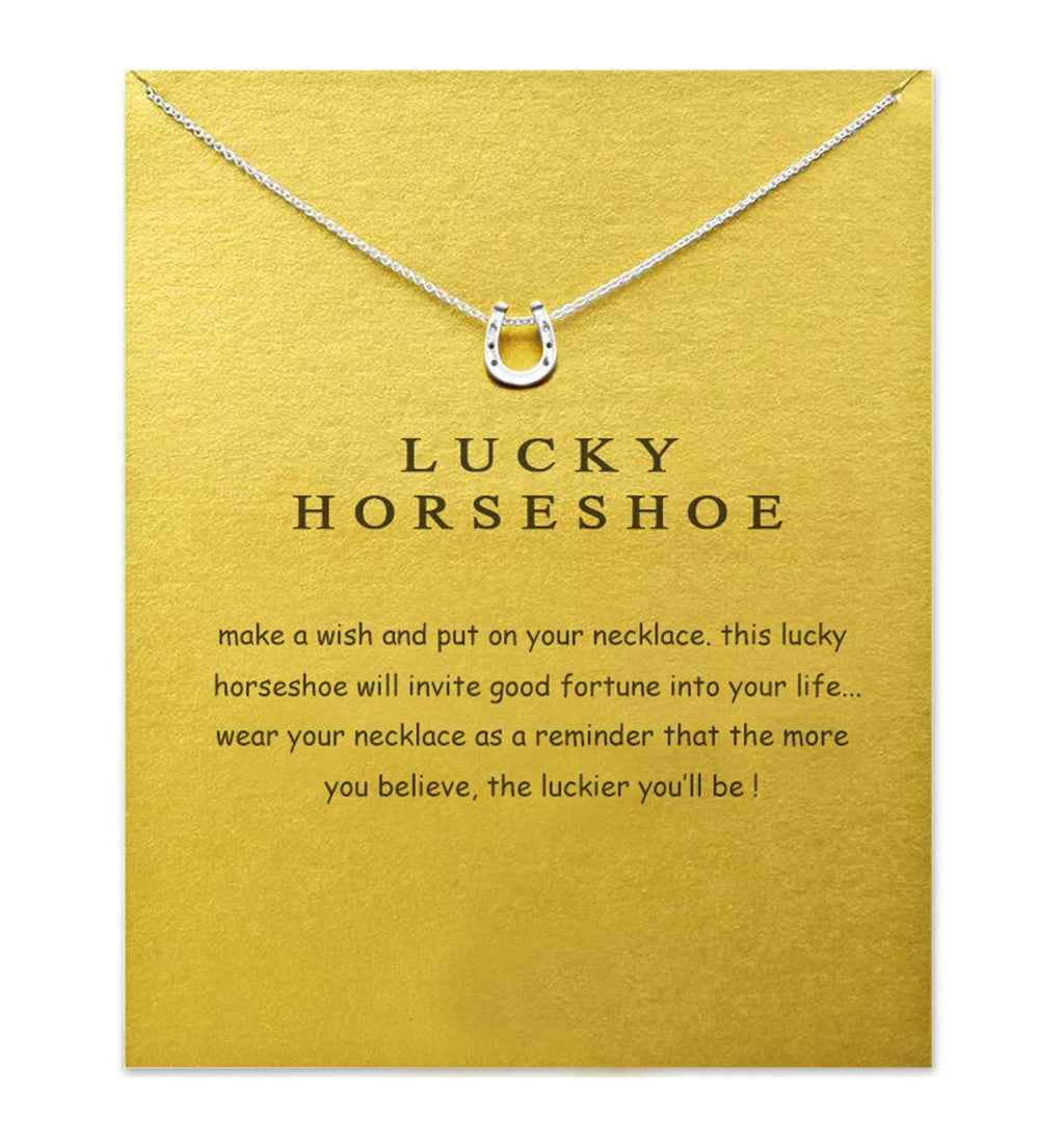 [Australia] - Baydurcan Friendship Anchor Compass Necklace Good Luck Elephant Pendant Chain Necklace with Message Card Gift Card Silver Horseshoe 