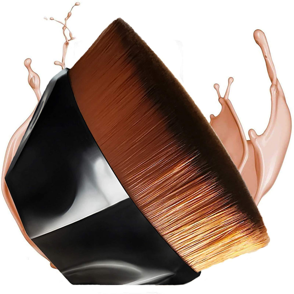 [Australia] - Flawless Foundation Brush for Liquid Makeup,Kabuki Blending Makeup Brush with Travel Case,BobiBron Flat Top Petal Shaped Base Makeup Brush (Black) Light Black 