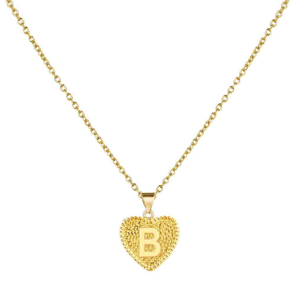 [Australia] - YANCHUN Gold Initial Necklace for Women Heart Pendant Initial Letter Necklaces Alphabet Monogram Necklaces for Girls Jewelry Gift B 