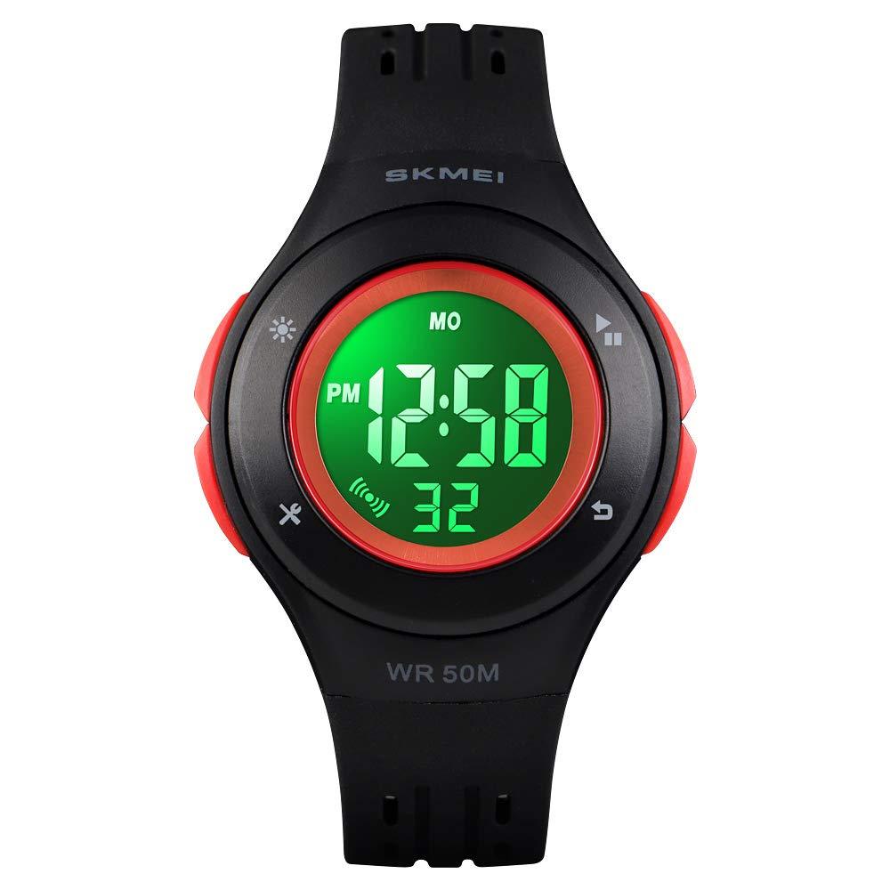 [Australia] - YxiYxi Kids Watch Digital Waterproof for Girls Boys Toddler Cute Sport Outdoor Multifunctional Watches with Luminous Alarm Stopwatch 7 Colorful LED Wrist Watch for 5-10 Year Little Child Black 