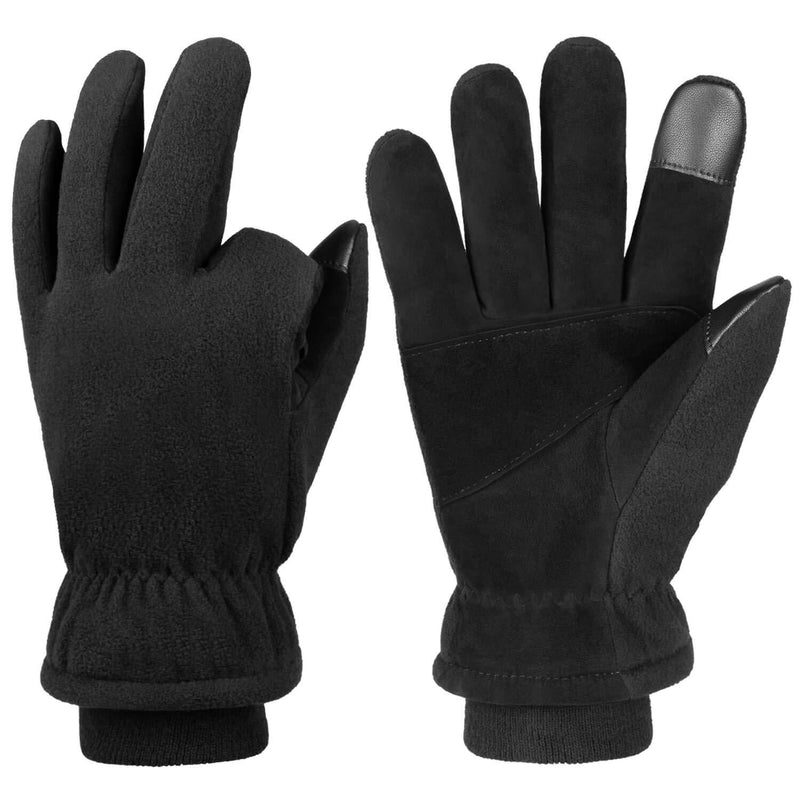 [Australia] - Heated Winter Gloves Men Women Deerskin Leather Touchscreen Insulated Work Glove Small 