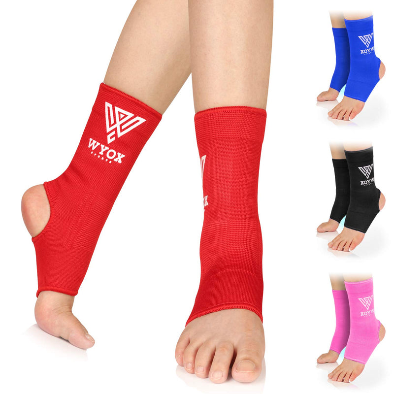 [Australia] - WYOX Ankle Wraps Support Boxing Gear for Men Women Muay Thai Ankle Support Kickboxing Wraps Gym Ankle Support (Pair) Red S / M (Women 4.0 - 6.5/ Men 3.0 - 5.5) 